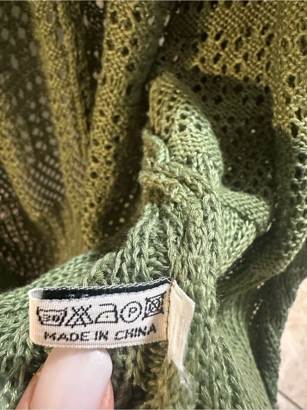 Olive Green Open-Knit Cardigan Sweater